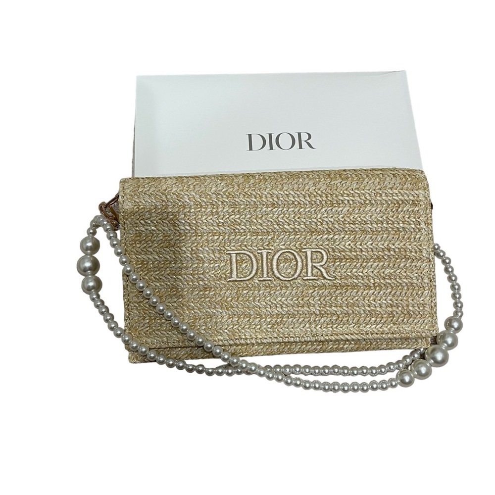 Authentic Dior Raffia Beauty Pouch